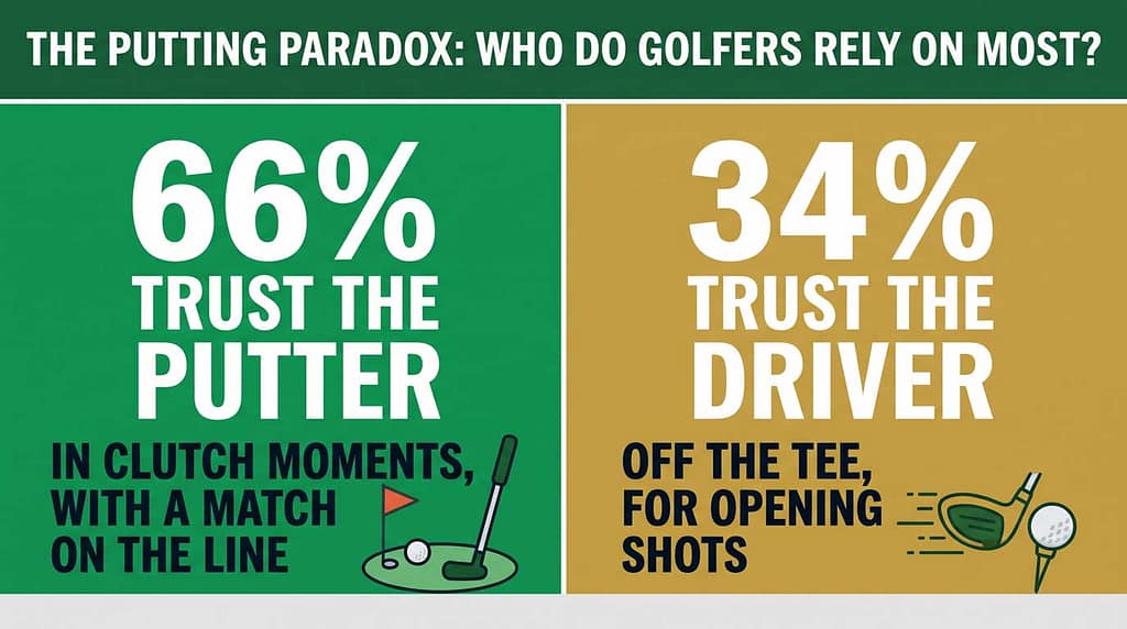 Golf putting statistics showing 66 percent player trust in the putter.