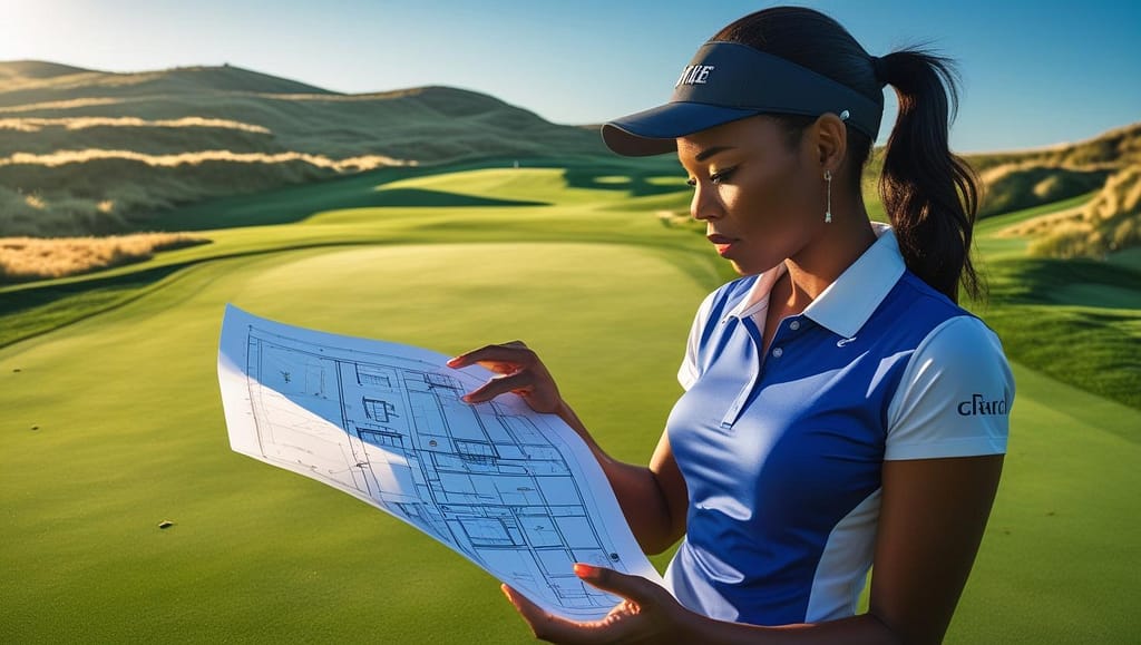 golfer looking at a blueprint for golf data analysis