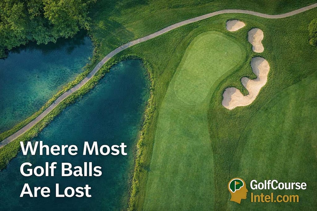 where are most golf balls lost Aerial danger-zone course map