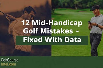 Mid-handicap golfer fixing common mistakes using shot-tracking data on the golf course